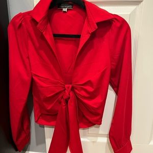 Front tie red shirt
